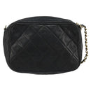 CHANEL Matelasse Chain Shoulder Bag Lamb Skin Black Gold CC Auth 180833A-2