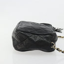 CHANEL Matelasse Chain Shoulder Bag Lamb Skin Black Gold CC Auth 180833A-3