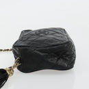 CHANEL Matelasse Chain Shoulder Bag Lamb Skin Black Gold CC Auth 180833A-4