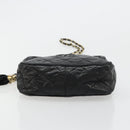 CHANEL Matelasse Chain Shoulder Bag Lamb Skin Black Gold CC Auth 180833A-5