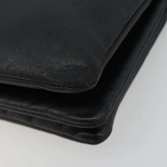CELINE Trio Umhängetasche Leder Schwarz Gold Auth 180834