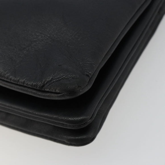 CELINE Trio Umhängetasche Leder Schwarz Gold Auth 180834
