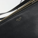 CELINE Trio Umhängetasche Leder Schwarz Gold Auth 180834-15