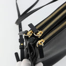 CELINE Trio Umhängetasche Leder Schwarz Gold Auth 180834-16