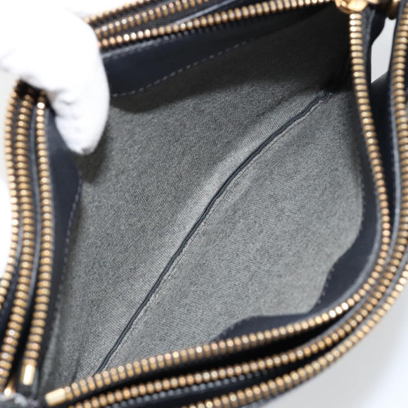 CELINE Trio Umhängetasche Leder Schwarz Gold Auth 180834