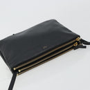 CELINE Trio Umhängetasche Leder Schwarz Gold Auth 180834-6