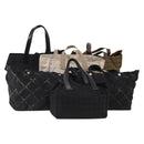 CHANEL New Travel Line Tote Bag Canvas 6 Set Black Brown pink CC Auth 180838-1