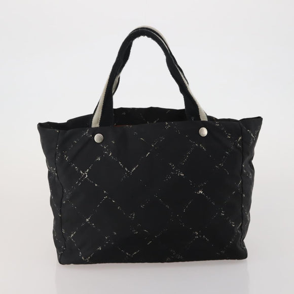 CHANEL New Travel Line Tote Bag Canvas 6 Set Black Brown pink CC Auth 180838