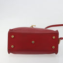 SAINT LAURENT Baby Kabas Hand Bag Leather 2way Red Gold Auth 180845A-11