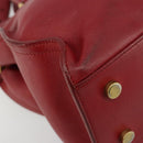 SAINT LAURENT Baby Kabas Hand Bag Leather 2way Red Gold Auth 180845A-13