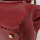 SAINT LAURENT Baby Kabas Hand Bag Leather 2way Red Gold Auth 180845A-14