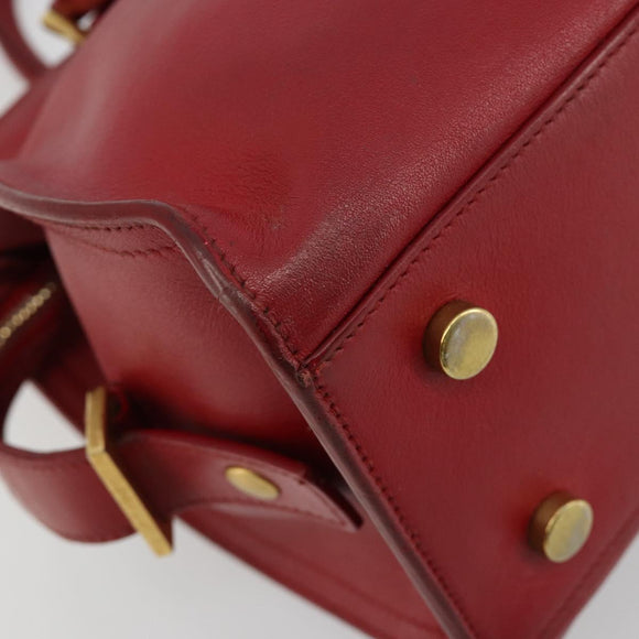 SAINT LAURENT Baby Kabas Hand Bag Leather 2way Red Gold Auth 180845A