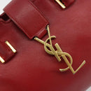 SAINT LAURENT Baby Kabas Hand Bag Leather 2way Red Gold Auth 180845A-16