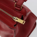 SAINT LAURENT Baby Kabas Hand Bag Leather 2way Red Gold Auth 180845A-18