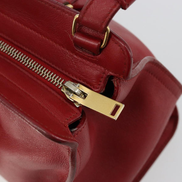 SAINT LAURENT Baby Kabas Hand Bag Leather 2way Red Gold Auth 180845A