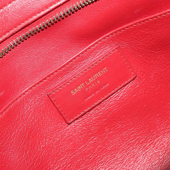 SAINT LAURENT Baby Kabas Hand Bag Leather 2way Red Gold Auth 180845A