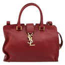 SAINT LAURENT Baby Kabas Hand Bag Leather 2way Red Gold Auth 180845A-2