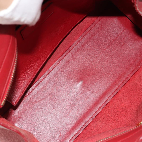 SAINT LAURENT Baby Kabas Hand Bag Leather 2way Red Gold Auth 180845A