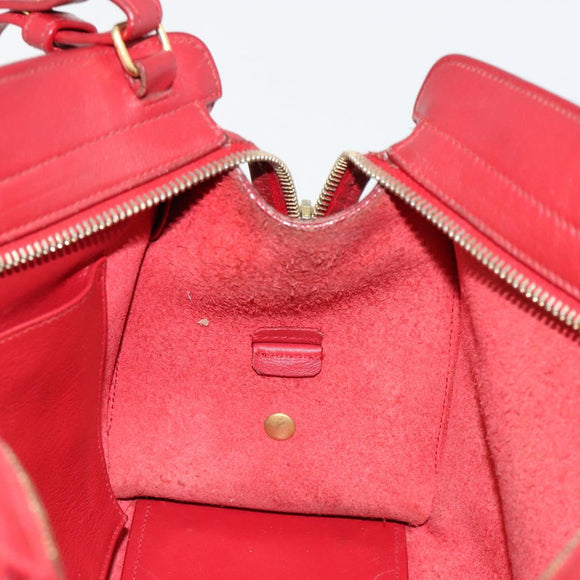 SAINT LAURENT Baby Kabas Hand Bag Leather 2way Red Gold Auth 180845A