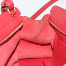 SAINT LAURENT Baby Kabas Hand Bag Leather 2way Red Gold Auth 180845A-22
