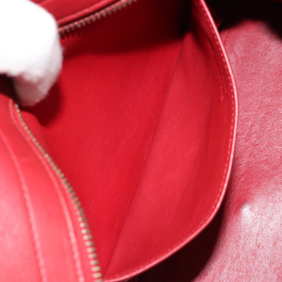 SAINT LAURENT Baby Kabas Hand Bag Leather 2way Red Gold Auth 180845A