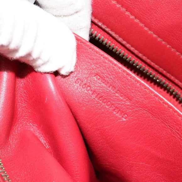 SAINT LAURENT Baby Kabas Hand Bag Leather 2way Red Gold Auth 180845A