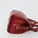 SAINT LAURENT Baby Kabas Hand Bag Leather 2way Red Gold Auth 180845A-4