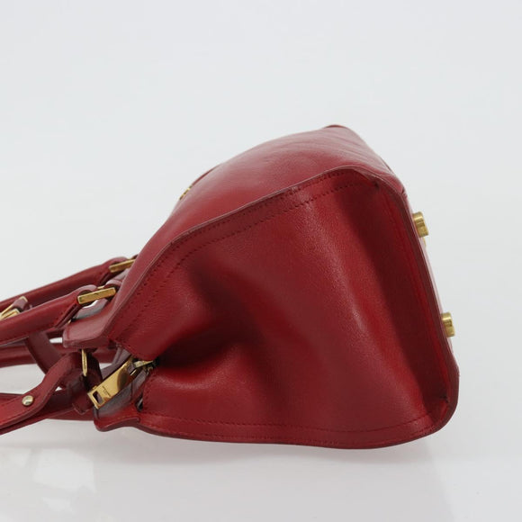 SAINT LAURENT Baby Kabas Hand Bag Leather 2way Red Gold Auth 180845A