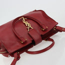 SAINT LAURENT Baby Kabas Hand Bag Leather 2way Red Gold Auth 180845A-6