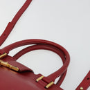 SAINT LAURENT Baby Kabas Hand Bag Leather 2way Red Gold Auth 180845A-8