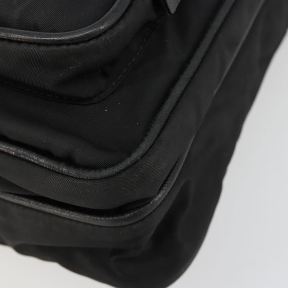 PRADA Shoulder Bag Nylon Black Silver Auth 180848
