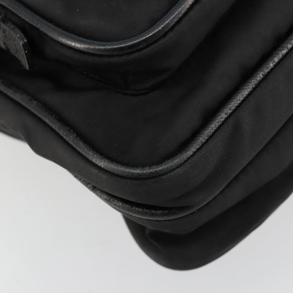 PRADA Shoulder Bag Nylon Black Silver Auth 180848