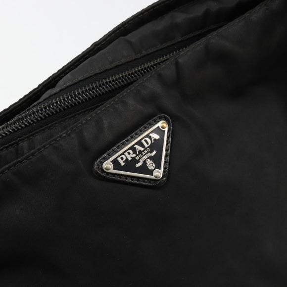 PRADA Shoulder Bag Nylon Black Silver Auth 180848