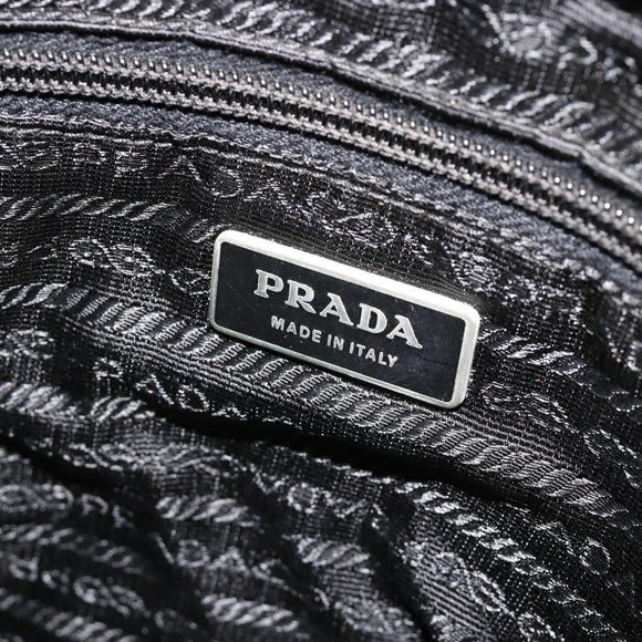 PRADA Shoulder Bag Nylon Black Silver Auth 180848