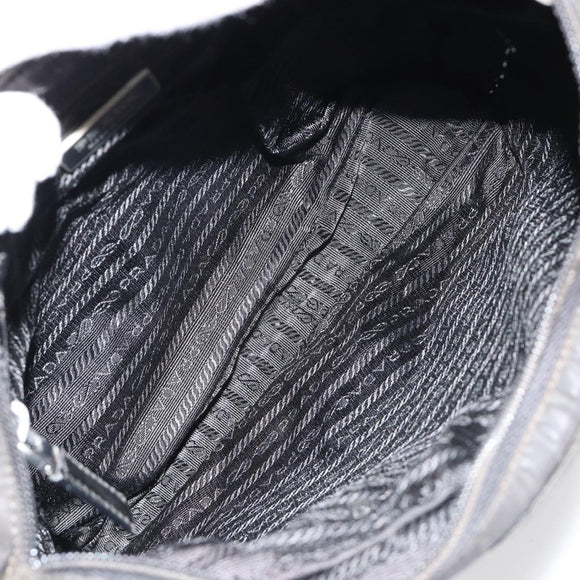 PRADA Shoulder Bag Nylon Black Silver Auth 180848