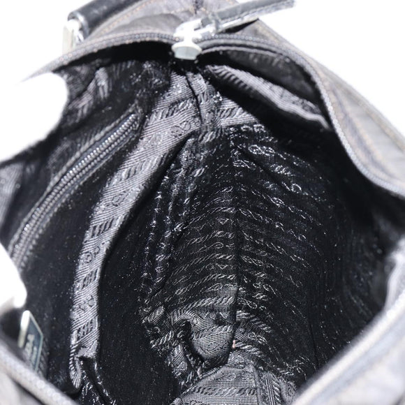 PRADA Shoulder Bag Nylon Black Silver Auth 180848