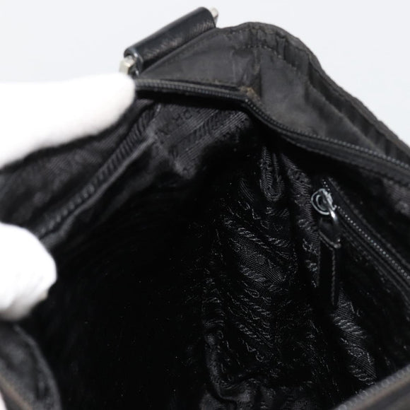 PRADA Shoulder Bag Nylon Black Silver Auth 180848