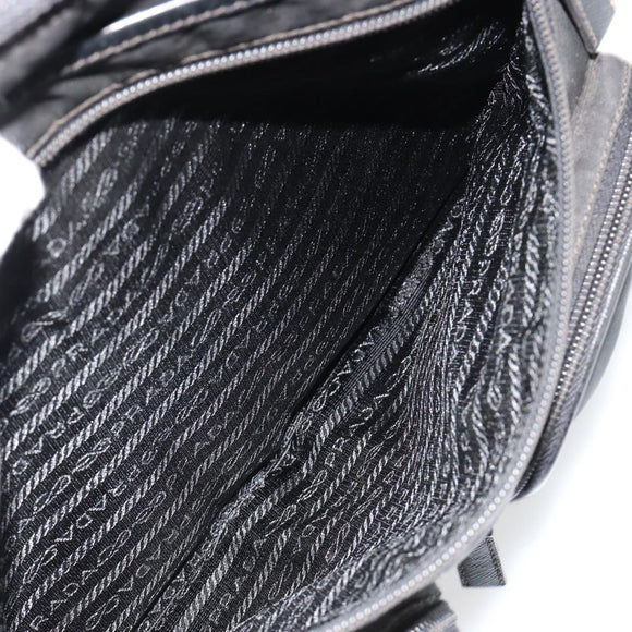 PRADA Shoulder Bag Nylon Black Silver Auth 180848