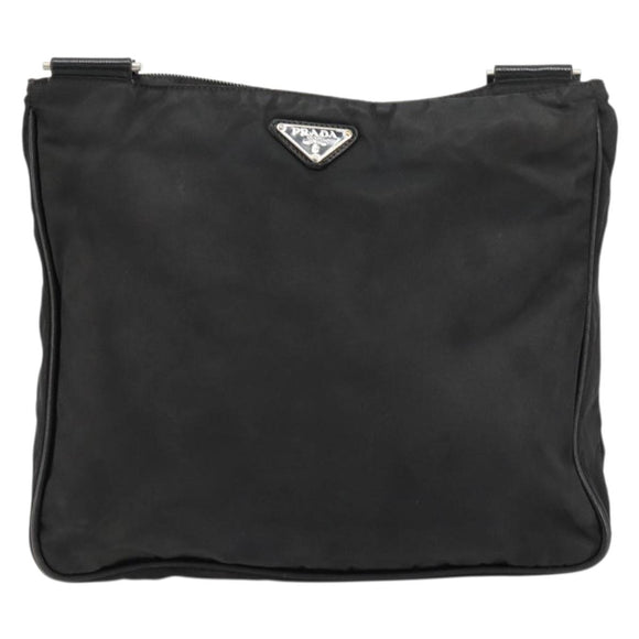PRADA Shoulder Bag Nylon Black Silver Auth 180848
