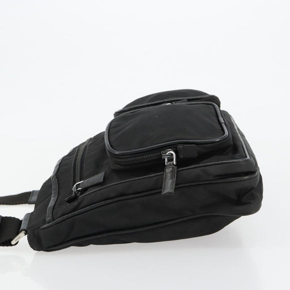 PRADA Shoulder Bag Nylon Black Silver Auth 180848