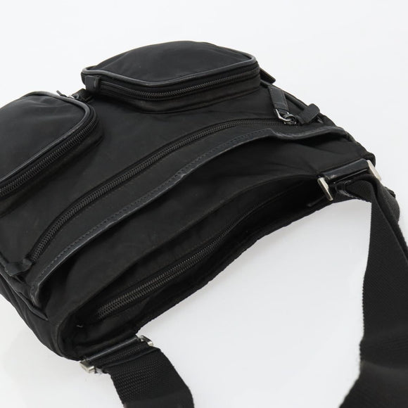 PRADA Shoulder Bag Nylon Black Silver Auth 180848