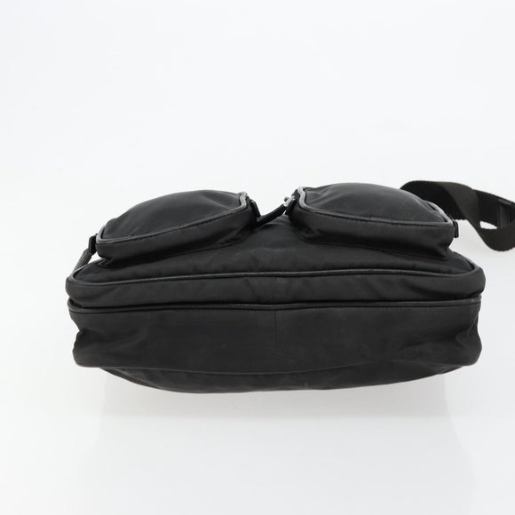 PRADA Shoulder Bag Nylon Black Silver Auth 180848
