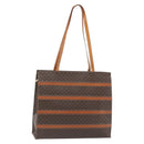 CELINE Macadam Canvas Tote Bag PVC Leather Brown Gold Auth 180849-1