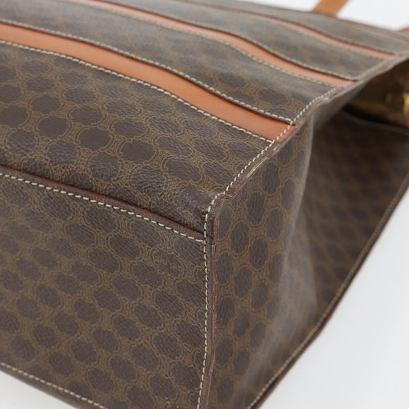 CELINE Macadam Canvas Tote Bag PVC Leather Brown Gold Auth 180849