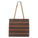 CELINE Macadam Canvas Tote Bag PVC Leather Brown Gold Auth 180849-13
