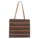 CELINE Macadam Canvas Tote Bag PVC Leather Brown Gold Auth 180849-2