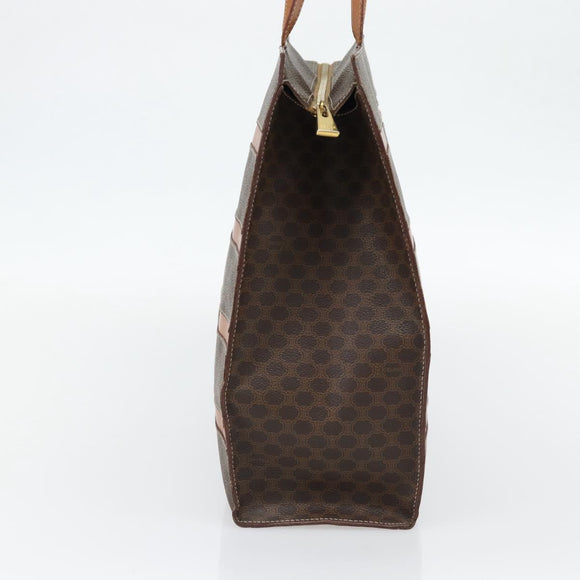 CELINE Macadam Canvas Tote Bag PVC Leather Brown Gold Auth 180849