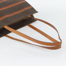 CELINE Macadam Canvas Tote Bag PVC Leather Brown Gold Auth 180849-7