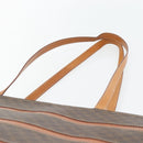CELINE Macadam Canvas Tote Bag PVC Leather Brown Gold Auth 180849-8
