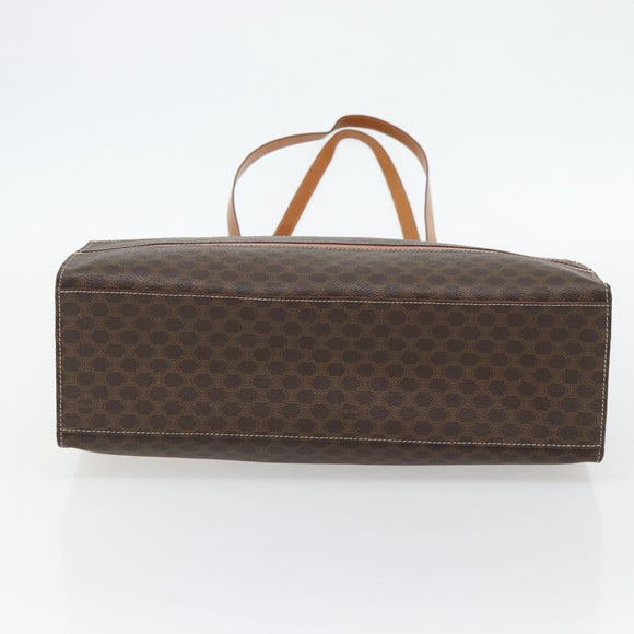 CELINE Macadam Canvas Tote Bag PVC Leather Brown Gold Auth 180849